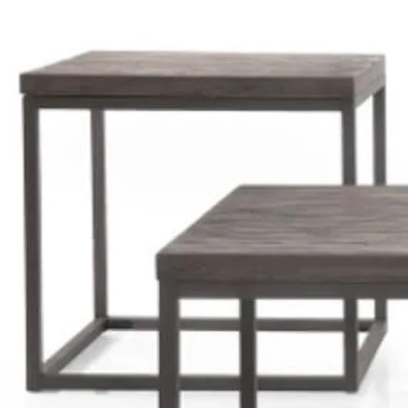 Square End Table with Rustic Weathered Oak Top
